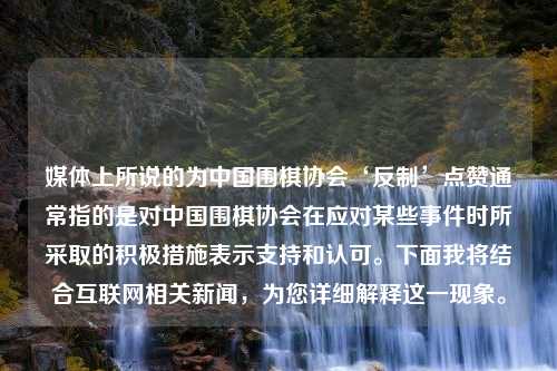 媒体上所说的为中国围棋协会‘反制’点赞通常指的是对中国围棋协会在应对某些事件时所采取的积极措施表示支持和认可。下面我将结合互联网相关新闻，为您详细解释这一现象。