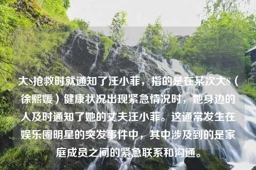 大S抢救时就通知了汪小菲，指的是在某次大S（徐熙媛）健康状况出现紧急情况时，她身边的人及时通知了她的丈夫汪小菲。这通常发生在娱乐圈明星的突发事件中，其中涉及到的是家庭成员之间的紧急联系和沟通。